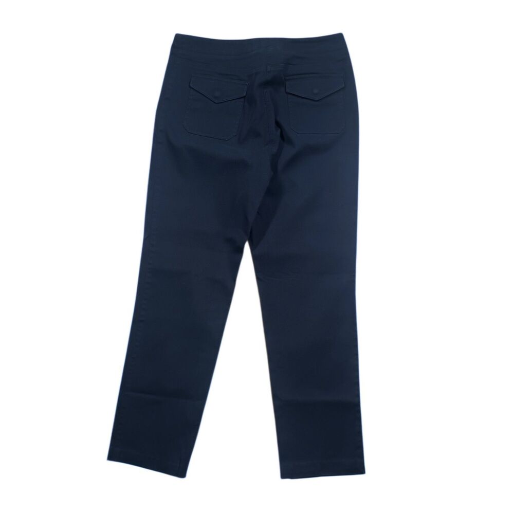 Ralph Lauren Chino Pants Navy Blue Cotton Twill Preppy High Waisted Trousers 10 - Picture 2 of 9